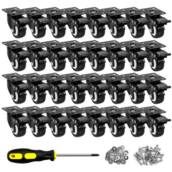 2 Caster Wheels Set Of 32 Heavy Duty Casters With Brake No Noise Locking Casters With Polyurethane Pu Wheels Swivel Plate