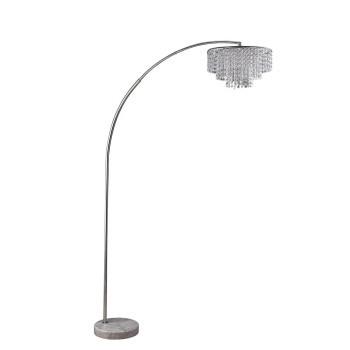 86 Tall Clos Glam 2Tiered Arch Floor Lamp On Marble Base Silver With Acrylic Accents