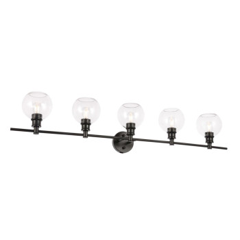 Collier 5 Light Black And Clear Glass Wall Sconce