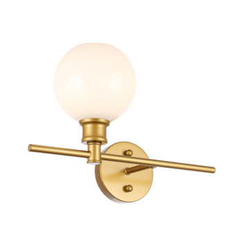 Collier 1 Light Brass And Frosted White Glass Right Wall Sconce