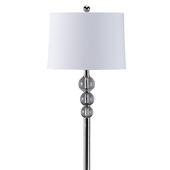 Tapered Drum Shade Metal Floor Lamp With Crystal Accent Silver And White