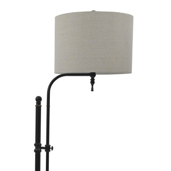 Contemporary Drum Shade Metal Frame Floor Lamp Black And Light Gray