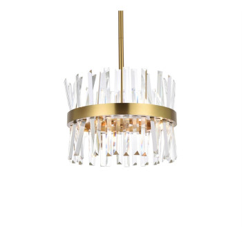 Serephina 16 Inch Crystal Round Pendant Light In Satin Gold