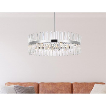 Serephina 36 Inch Crystal Round Chandelier Light In Chrome