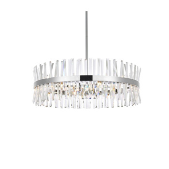 Serephina 36 Inch Crystal Round Chandelier Light In Chrome