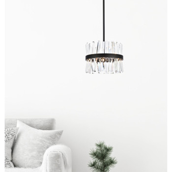 Serephina 16 Inch Crystal Round Pendant Light In Black