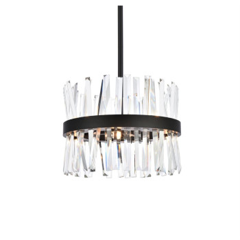 Serephina 16 Inch Crystal Round Pendant Light In Black