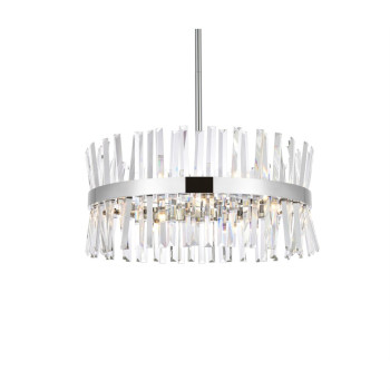 Serephina 25 Inch Crystal Round Pendant Light In Chrome