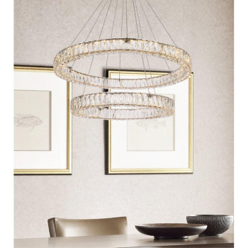 Monroe 36 Inch Led Double Ring Chandelier In Gold