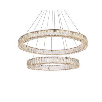 Monroe 36 Inch Led Double Ring Chandelier In Gold