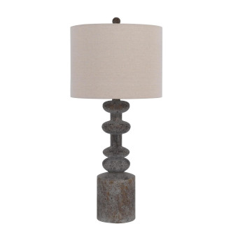 31 Inch Accent Table Lamp Resin Turned Base Set Of 2 Beige Gray