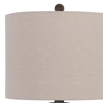 31 Inch Accent Table Lamp Resin Turned Base Set Of 2 Beige Gray