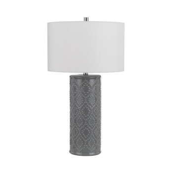 29 Inch Accent Table Lamp Set Of 2 Tall Cylinder Ball Finial Accent Gray