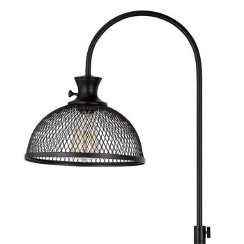 61 Inch Modern Floor Lamp Hanging Mesh Shade Metal Base Black