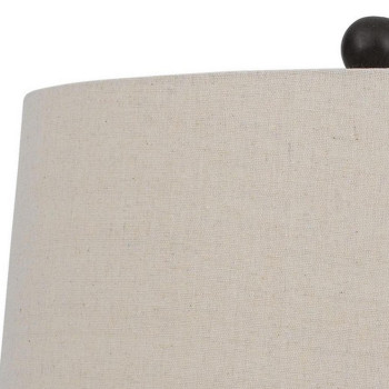 29 Inch Classic Table Lamp Textured Lined Body Ceramic Charcoal Black