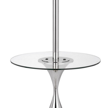 Ava 61 Inch Modern Floor Lamp Glass Tray Table 1 Usb Port Glossy Chrome