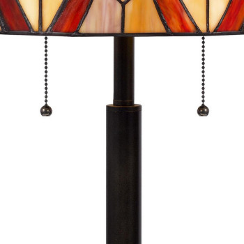 Eli 24 Inch Tiffany Style Table Lamp Glass Shade Antique Bronze