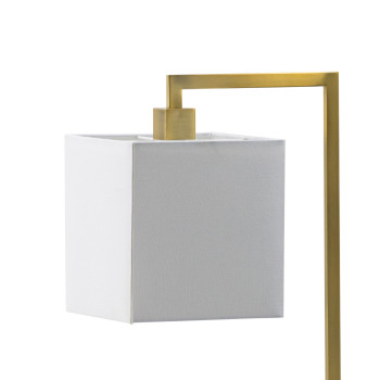 25 Inch Modern Geometric Table Lamp Square Shade White Marble Base Gold