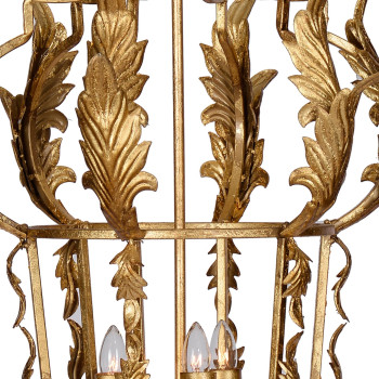 20 Inch Luxury Grade 3 Light Chandelier Acanthus Leaf Metal Gold Finish