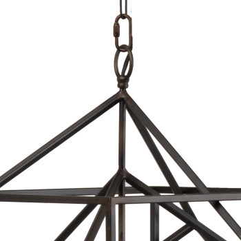 19 Inch 2 Light Chandelier Geometric Pattern Iron Frame Retro Black