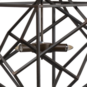 19 Inch 2 Light Chandelier Geometric Pattern Iron Frame Retro Black