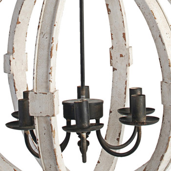 22 Inch 6 Light Wood Chandelier Candelabra Style Classic White Finish