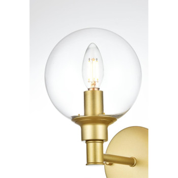 Jaelynn 1 Light Brass And Clear Bath Sconce