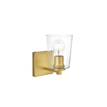 Kacey 1 Light Brass And Clear Bath Sconce