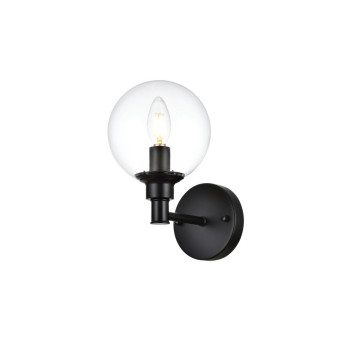 Jaelynn 1 Light Black And Clear Bath Sconce