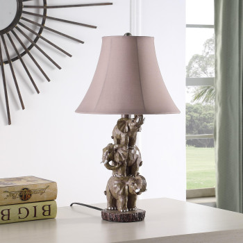 21 In Wildlife 3 Stacked Elephants Polyresin Table Lamp