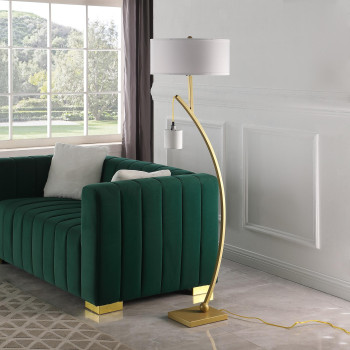 59 In Contemporary Dual Gold Arc With Hanging Pendelum Lamp Metal Floor Lamp