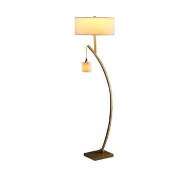 59 In Contemporary Dual Gold Arc With Hanging Pendelum Lamp Metal Floor Lamp