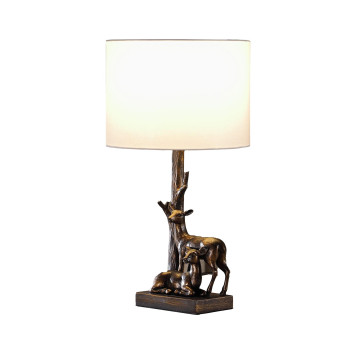 1975 In Capreolus Bronze Western Roe Deers Polyresin Table Lamp