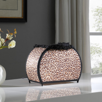 1175 In Leopard Animal Print Purse With Black Faux Handle Table Lamp