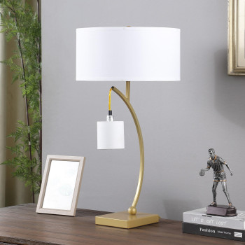 285 In Contemporary Dual Gold Arc With Hanging Pendelum Lamp Metal Table Lamp