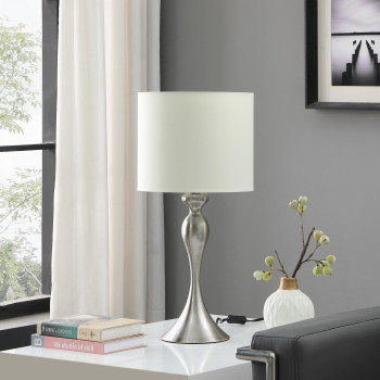 245 In Bailey Brushed Silver Modern Candlestick Metal Table Lamp