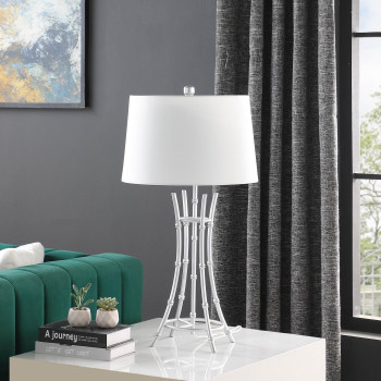 2925 In Kiara Modern Satin Silver Bamboo Metal Table Lamp