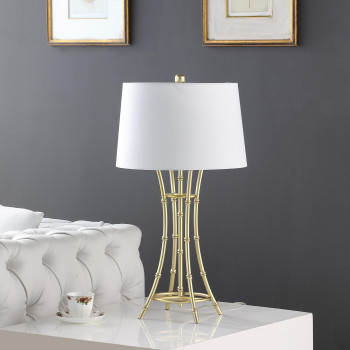 2925 In Kiara Modern Satin Brushed Gold Bamboo Metal Table Lamp