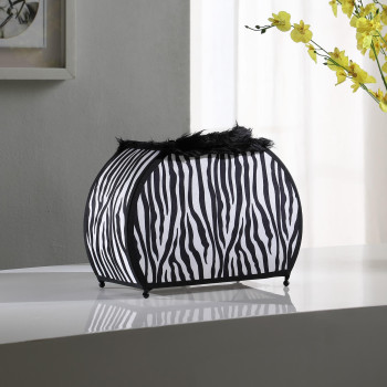 1175 In Zebra Animal Print Purse With Black Faux Handle Table Lamp