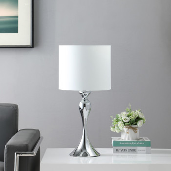 245 In Bailey Dark Silver Chrome Modern Candlestick Metal Table Lamp